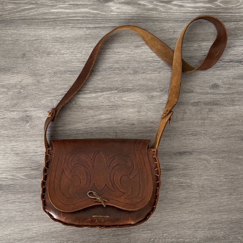 Vintage Brown Embossed Leather Bag